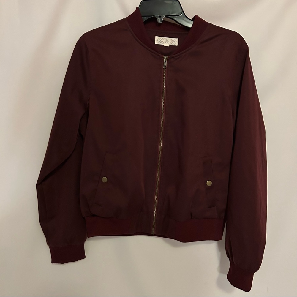 Pink Rose Maroon Bomber Jacket